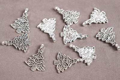 Подвеска 17*20мм Ёлочка Серебро - изображение