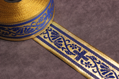 Галун 36мм Синий на золоте - изображение