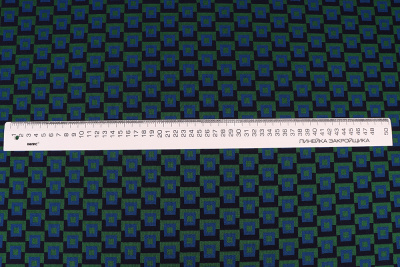 Трикотаж-жаккард ROYCE 54016 Квадраты Синий/зеленый/черный - изображение