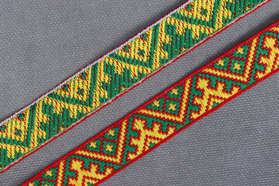 Лента 17мм жаккардовая 9828 Красный/Желтый/Зеленый - изображение