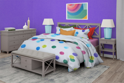 Перкаль наб 150 Тейково Разноцветный горох на св.розовом - изображение