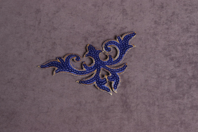 Термоаппликация с пайетками Орнамент Синий/Золото 8590 - изображение