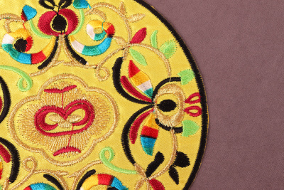 Термоаппликация круг 130мм Желтый/черный/красный 7331 - изображение