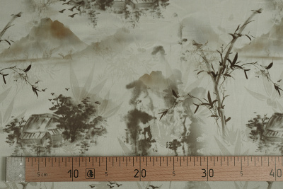 Шелк-жаккард 3056 Китайский сюжет Серо-зеленый - изображение