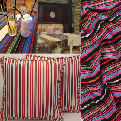 Гобелен 150 облегченный Розовые,оранжевые,голубые,салатовые полоски - изображение