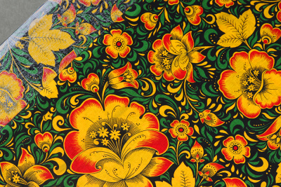 Бязь-универсал П13-150 ИВ Хохлома на черном - изображение