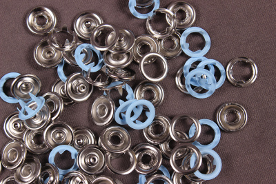Кнопки пробивные 9,5мм рубашечные/кольцо Голубой - изображение