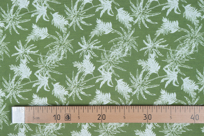 Батист 33397 Листья Оливковый/белый - изображение