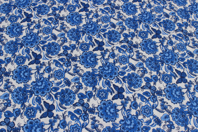 Бязь-универсал П13-150 ИВ Синие цветы на белом - изображение