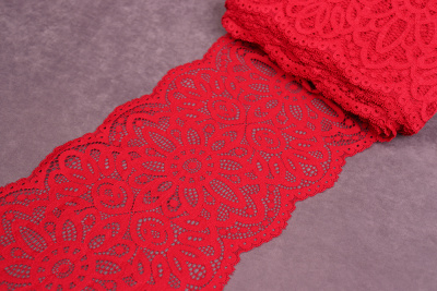 Кружево 195мм эластичное Т.Красный - изображение