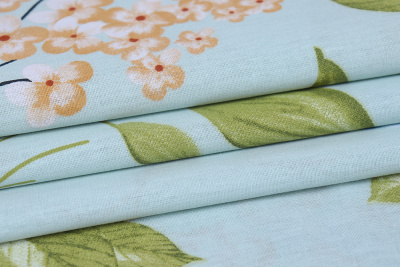 Поплин набивной 220 115гр/м.кв. Цветы на пыльно-мятном - изображение