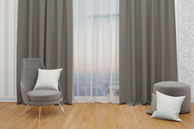 Портьера лен Темно-серый - изображение