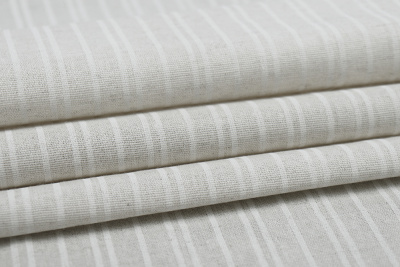 Лен набивной П-25 150 ИВ Белые полосы на бежевом - изображение