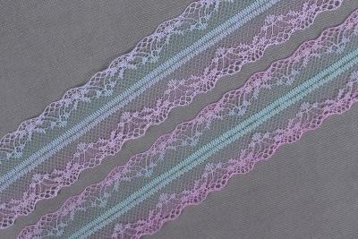 Кружево 42мм капроновое градиент Сиреневый/Мятный - изображение
