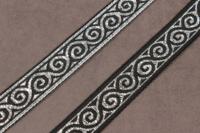 Лента 18мм жаккардовая 8681 Бесконечность Черный/Серебро - изображение