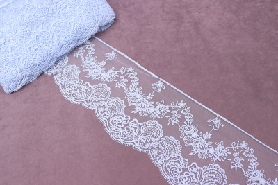 Кружево матовое на сетке 130мм Голубой - изображение