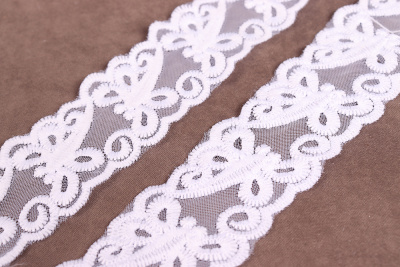 Кружево 40мм на сетке Стрекозы Белый - изображение