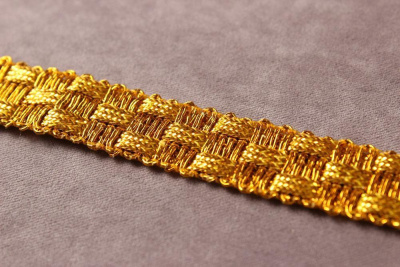 Тесьма 16мм плетеная шахматка Золото - изображение