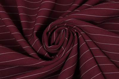 Ткань костюмная полоска Винный - изображение