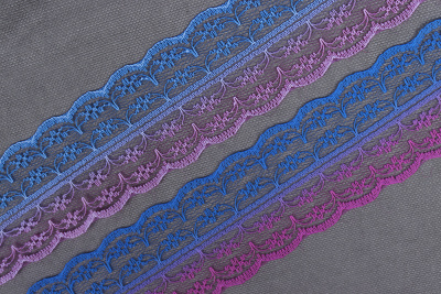 Кружево 45мм капроновое градиент Синий/Розовый - изображение