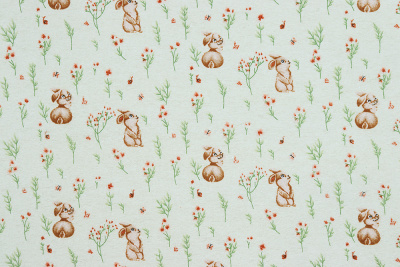 Фланель наб 90 Зайки на бежевом - изображение