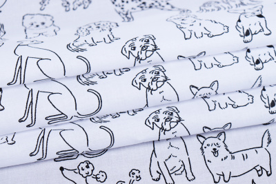 Хлопок 3502 Собачки на белом - изображение
