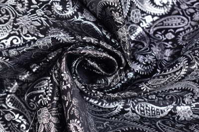 Парча-металлик огурцы мелкие Черный с серебром Парча-металлик огурцы мелкие Черный с серебром - изображение