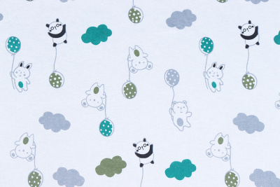 Фланель набивная Панда-зайчонок с шариком - изображение