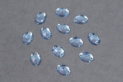 Стразы пришивные 10*14мм пластик овал Голубой - изображение