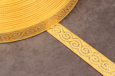 Лента 18мм жаккардовая 8681 Бесконечность Желтый/золото - изображение