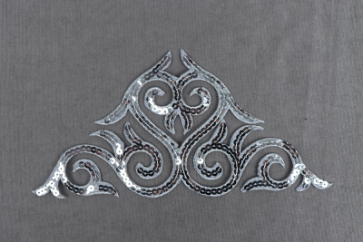 Термоаппликация с пайетками Орнамент Серебро 8567 - изображение