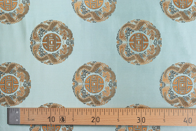 Жаккард монгольский медальон/дракон Мятный - изображение