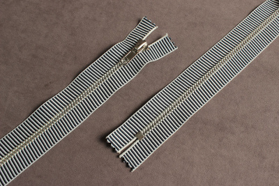 Молния декоративная 20см металл Полоса черно/белая - изображение