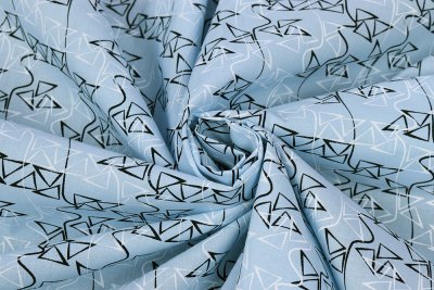 Батист 8076/02 90гр/м.кв. Геометрия на голубом - изображение