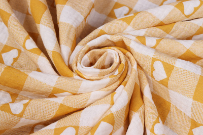 Муслин хлопковый набивной 130гр/м.кв. Сердце - изображение