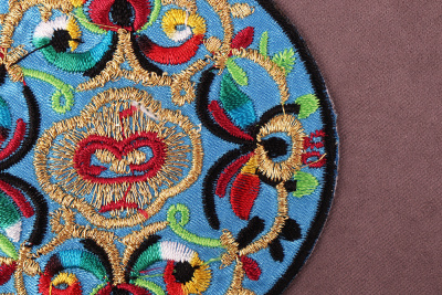 Термоаппликация круг 75мм Голубой/черный/красный 7331 - изображение