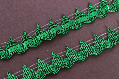 Тесьма 18мм металлизированная с пайеткой Зеленый - изображение