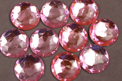 Стразы пришивные 35мм  круг Розовый - изображение