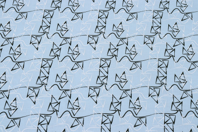 Батист 8076/02 90гр/м.кв. Геометрия на голубом - изображение