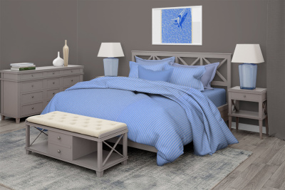 Бязь набивная 150 Ив 120 г/м2 Голубая полоса - изображение