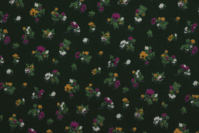 Штапель набивной 7680 Мелкие цветы на т.зеленом - изображение