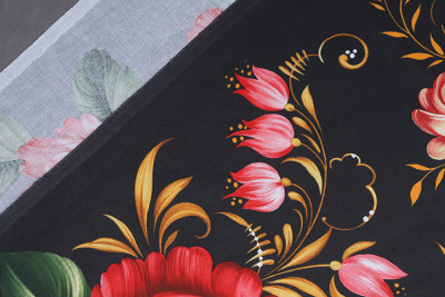 Бязь набивная 220 Премиум Жостовская роспись - изображение