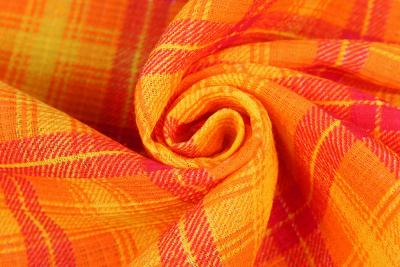 Полотно вафельное Клетка Оранжевый - изображение