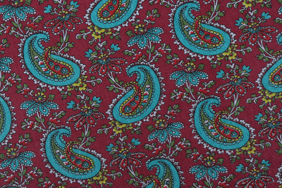 Бязь-универсал П13-150 ИВ Мятные огурцы на бордовом - изображение