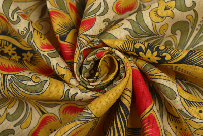 Бязь-универсал П13-150 ИВ Хохлома на желтом - изображение