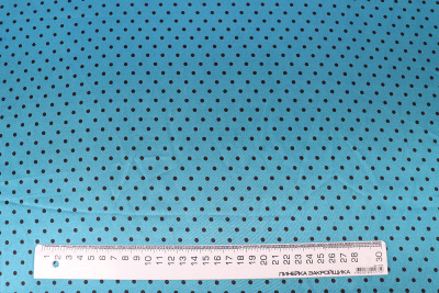 Атлас Черный горох 4мм. На Бирюзовом - изображение