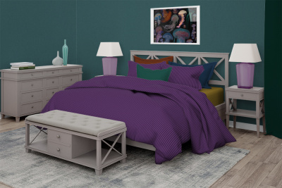 Страйп-сатин 140гр/м.кв.240 Мелкая полоска Черника 1*1 - изображение