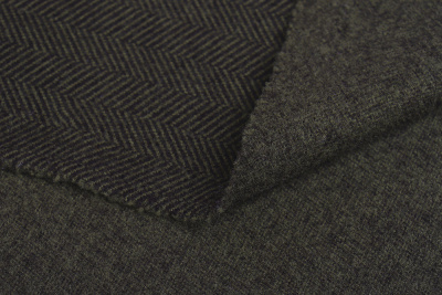 Трикотаж елочка 4200 Черный/хаки - изображение