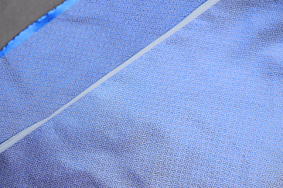 Парча монгольская греческий рисунок Бело-синий - изображение