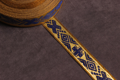 Галун 16мм Синий на золоте - изображение